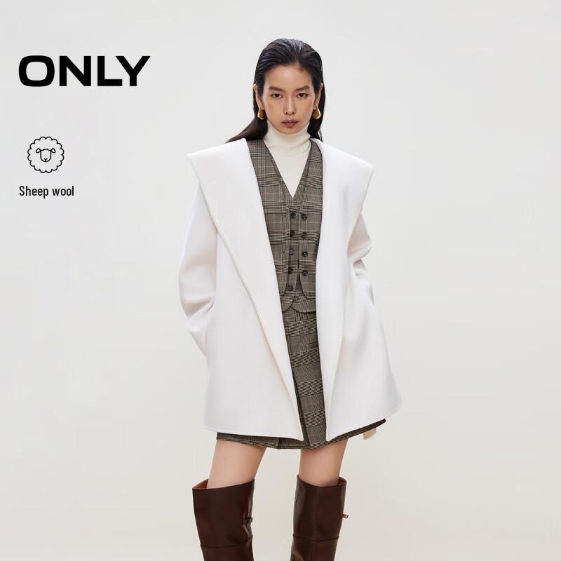 

ONLY Women s Hooded Double-Faced Wool Blend Coat M