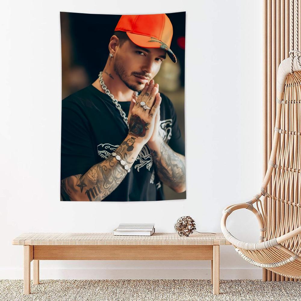 Popular Singer J Bbalvin Tapestry Microfiber Wall Hanging For Bedroom Living Room Decor Outdoor Festival Garden Bar Background