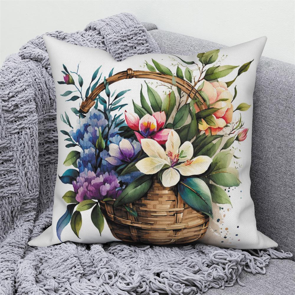 Květinový potisk Dekorativní povlak na polštářek na pohovku auto obývací pokoj Květina Rostlina Polštář