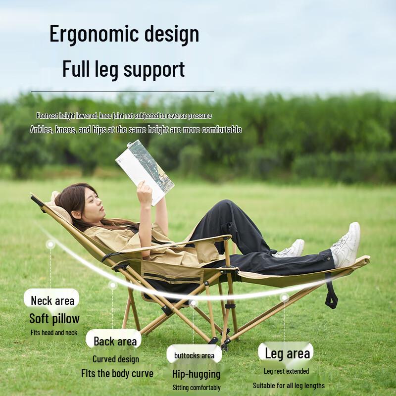 MOBIGARDEN Outdoor Camping Folding Recliner Chair with Pillow