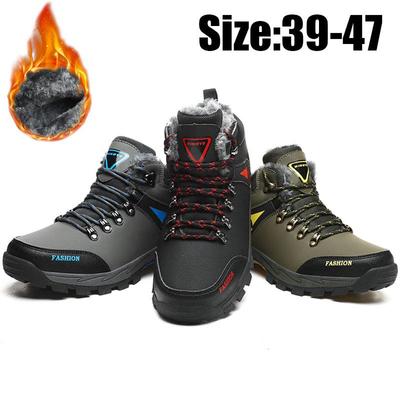 39-47 Men's Outdoor High-top Wear-resistant Non-slip Hiking Shoes Large Size Snow Boots