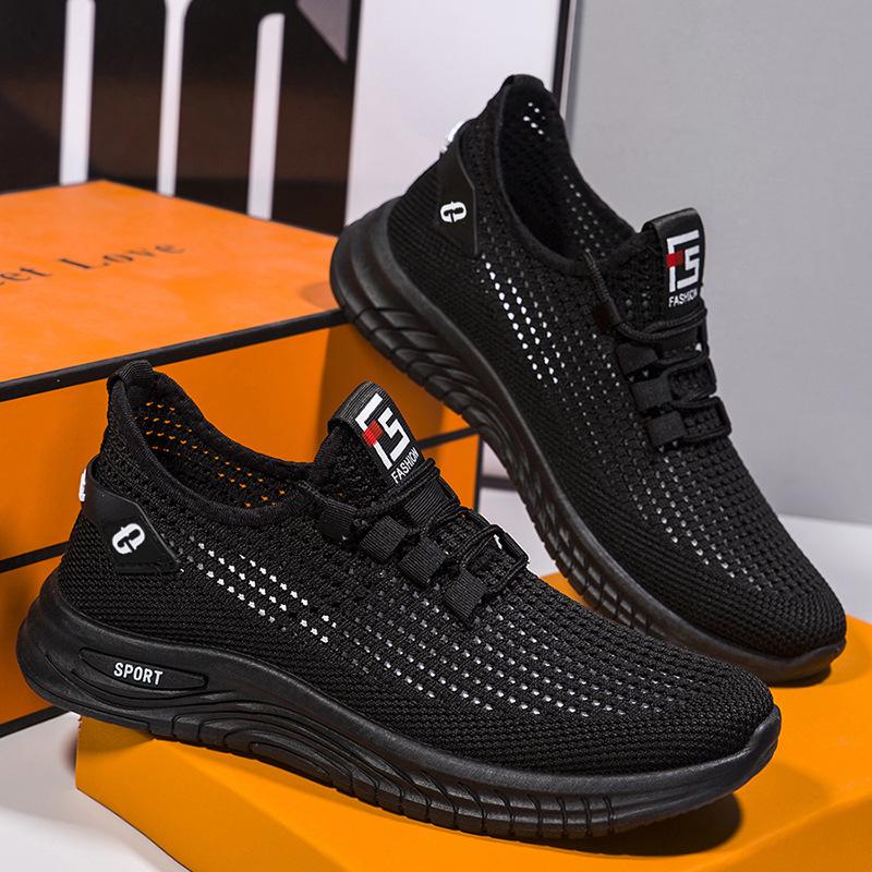 Mesh large size men's shoes 2025 summer hollow breathable casual shoes soft sole simple sports shoes