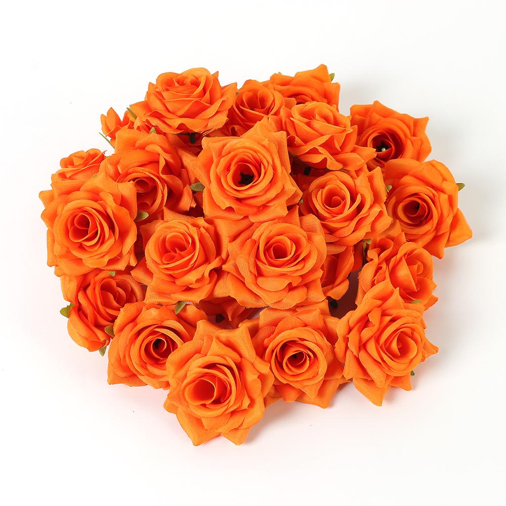 

5/10Pcs 6CM Rose Artificial Flowers Fake Flowers Heads For Home Decor Marriage Wedding Decoration Craft Garland Gifts Accessory 5Pcs помаранчевий