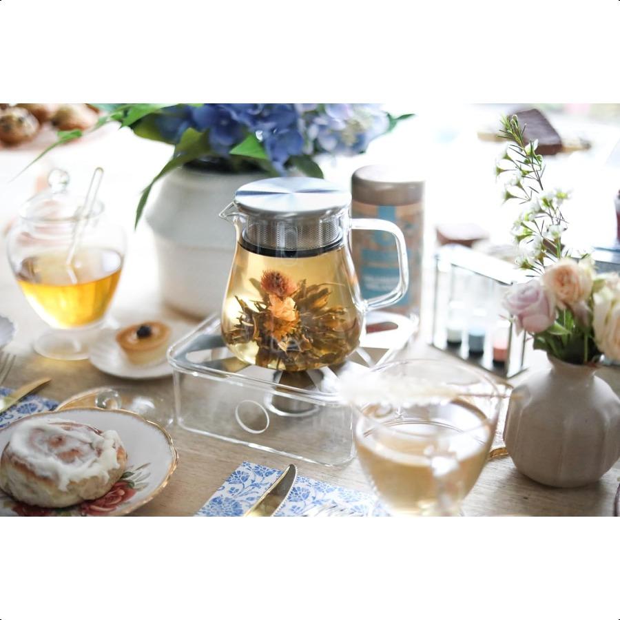 

Чайник OneTouch 2в1: чайник и чайник с крышкой-фильтром из нержавеющей стали для рассыпного чая, чайник из боросиликатного стекла, не оставляющий пятен, 15 United States