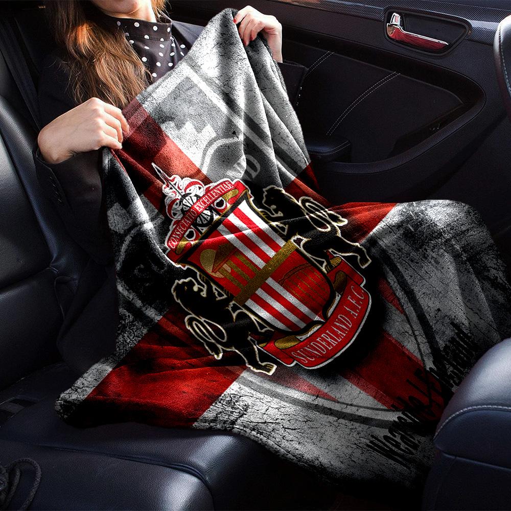 Sunderland Wappen Flanelldecke, Weiches Polyester, Modernes Design, Ganzjahresnutzung für Camping, Reisen, Geschenke für Feiertage oder Geburtstage