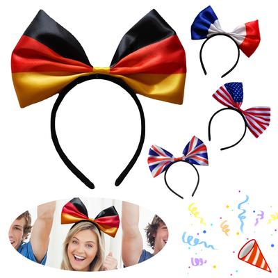 Flag Bow Headband Satin Bow Tie Headband Lightweight Country Flag Hair Band Festive Parade Headwear