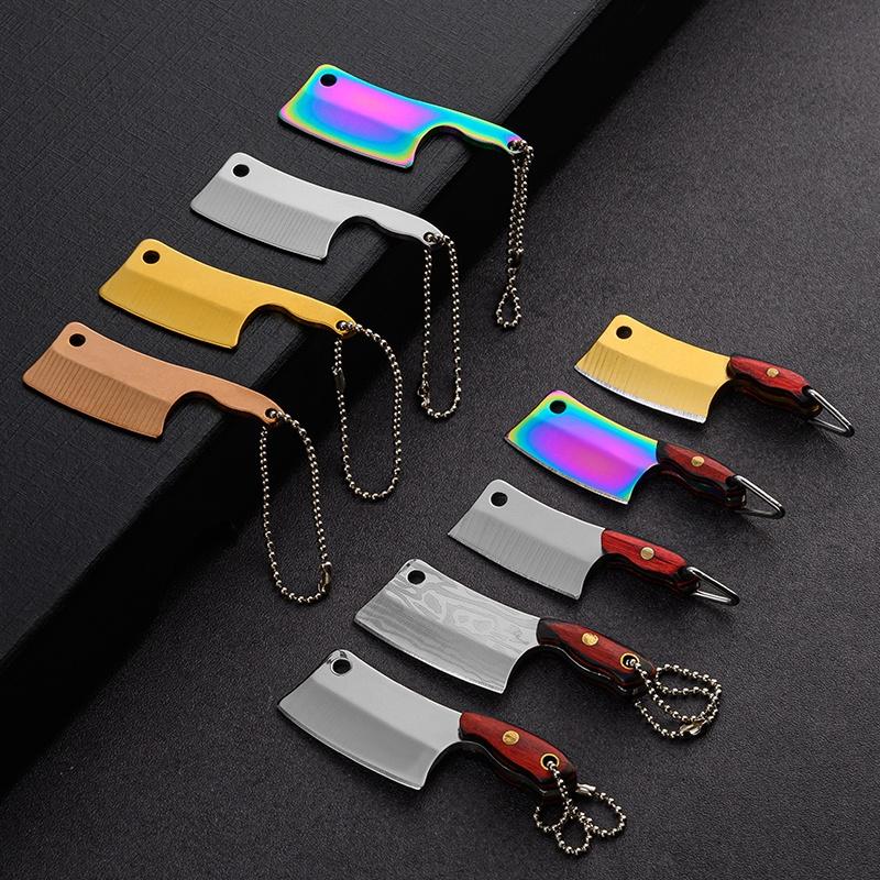 DIY Steel Wood Mini Pocket Knife Car Keychain Fishing Accessory and Bottle Opener