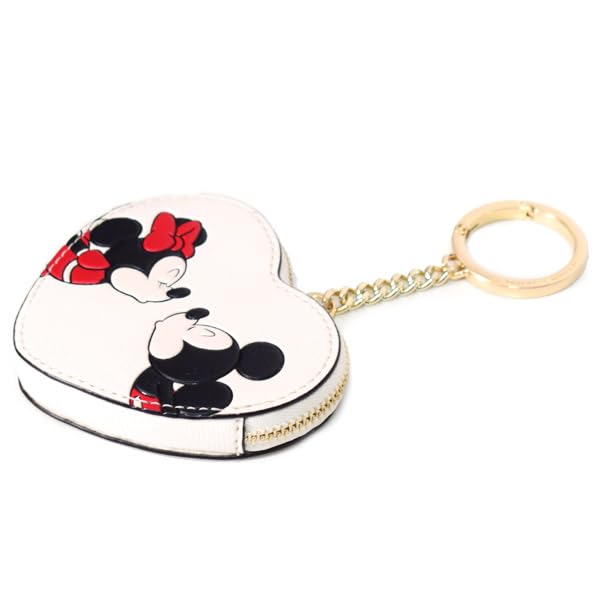 Kate Spade PVC Leather Coin Case, Disney Collaboration Heart Minnie Mouse and Mickey Mouse Design, Coin Purse, Mini Pouch, Key Fob, Bag Charm,