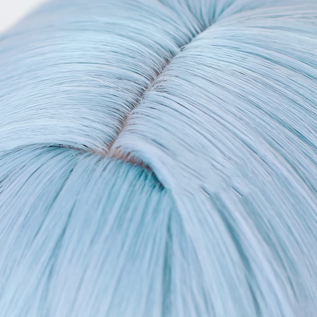 LAOBAO Ayanami Rei Cosplay Wig, Light Blue, Long Curly, Heat-Resistant, Disguise Wig, Costume Accessory, Perfect for Parties, Halloween, Festivals, an