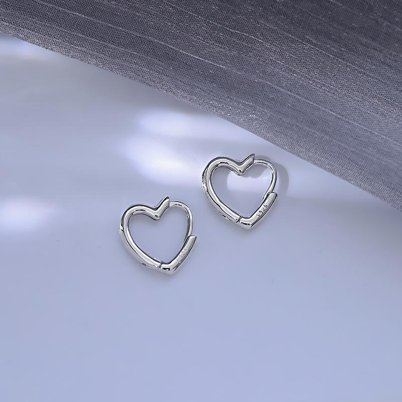 

925 Silver Heart Hoop Earrings for Women Fashion Jewelry XY0186 Solid Silver срібний