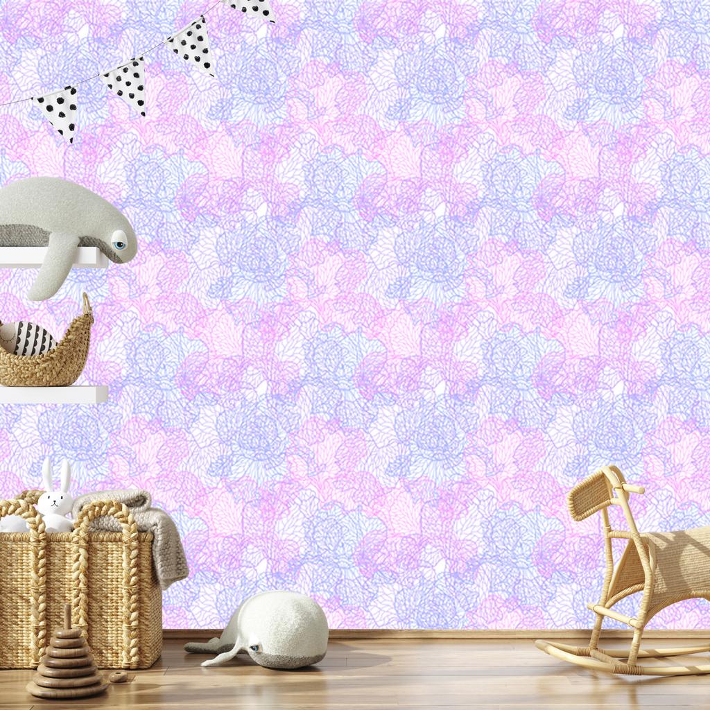 Lavender and Blue Flowers Wallpaper for Living Room and Bedroom 50x1000
