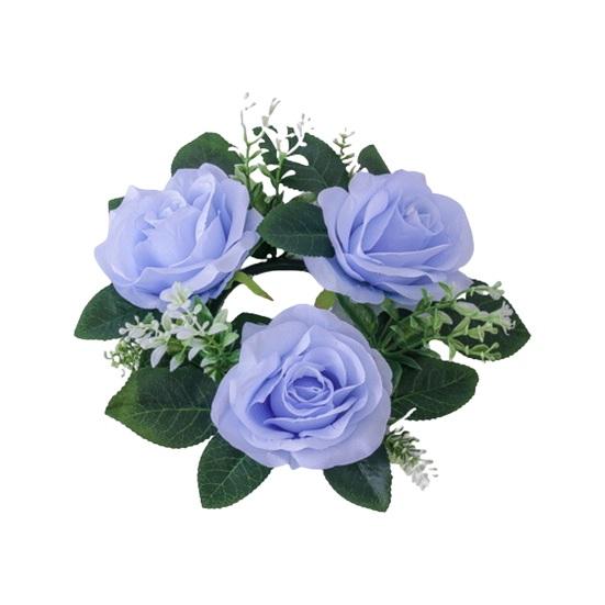 

Искусственный венок из роз, кольцо для свечи, держатель для свечей, листьев, весенний зеленый столб, цветочная гирлянда для дома синий