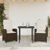 Vidaxl 3-Cz. Garden Furniture Set With Cushions, Brown, Poly Rattan