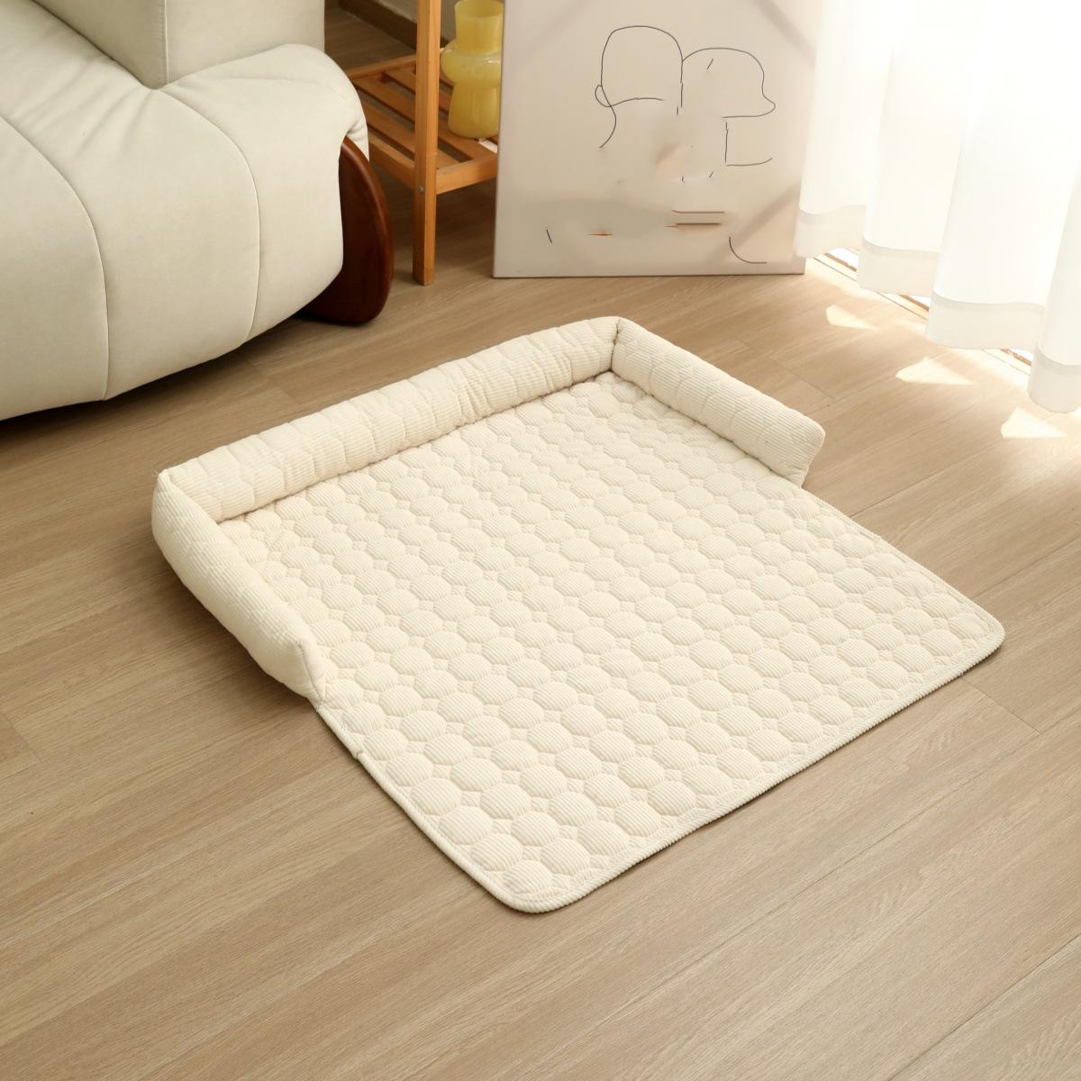 

Подушка для дивана для домашних животных с подушкой U-образной формы для зимней теплой кровати для домашних животных для нескольких сцен Embroidery Grid - White