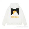 Rhude Horse Sunset Print Hoodie Loose Fit Casual Long Sleeve Sweatshirt Teens