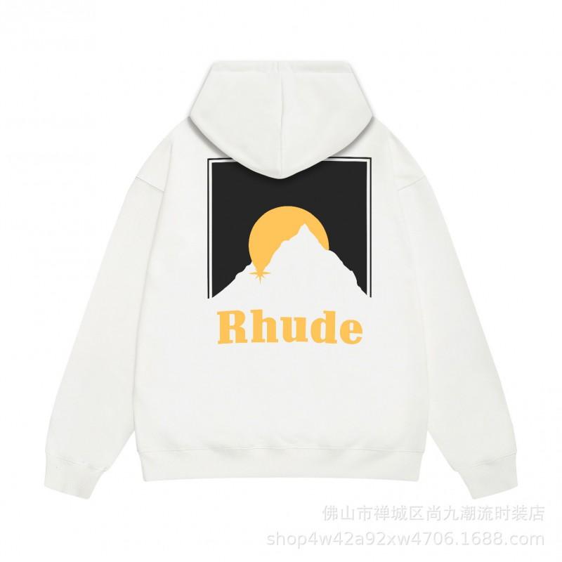 Rhude Horse Sunset Print Hoodie Loose Fit Casual Long Sleeve Sweatshirt Teens