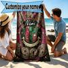 Custom Name Personalized Alpha Kappa Alpha Print Beach Towel, for Trip Camping Beach Party Home Decor, Birthday Gift for Family & Friends