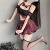 Sailor Uniform Sexy JK Skirt and Top School Sexy Summer High School Girl Adorable Costume Black Check [Deelltyle] Cosplay, Cosplay, Uniform, Set,