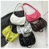 Women Solid Color PU Crescent Crossbody Bag Zipper Closure N-Detachable Strap Carry Phe Lipstick Wallet Compact Essentials