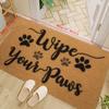 1 "Wipe Your Paws" Doormat-Durable easy to clean low lint polyester mat with paw print design for indoor outdoor entryway decor