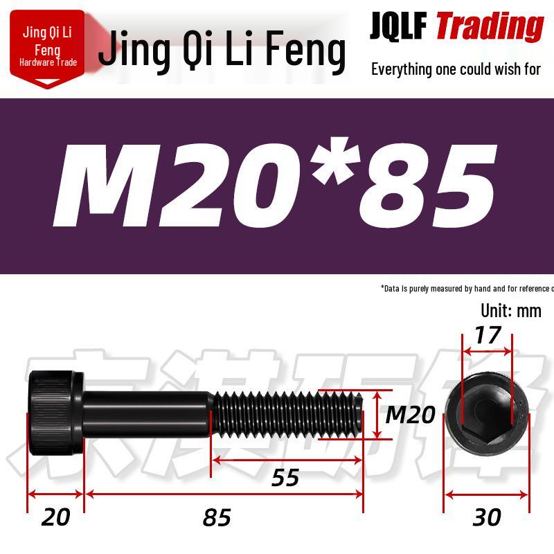 M18-20 High-Strength Black Hex Socket Head Cap Screws with Knurled Cylindrical Bolts