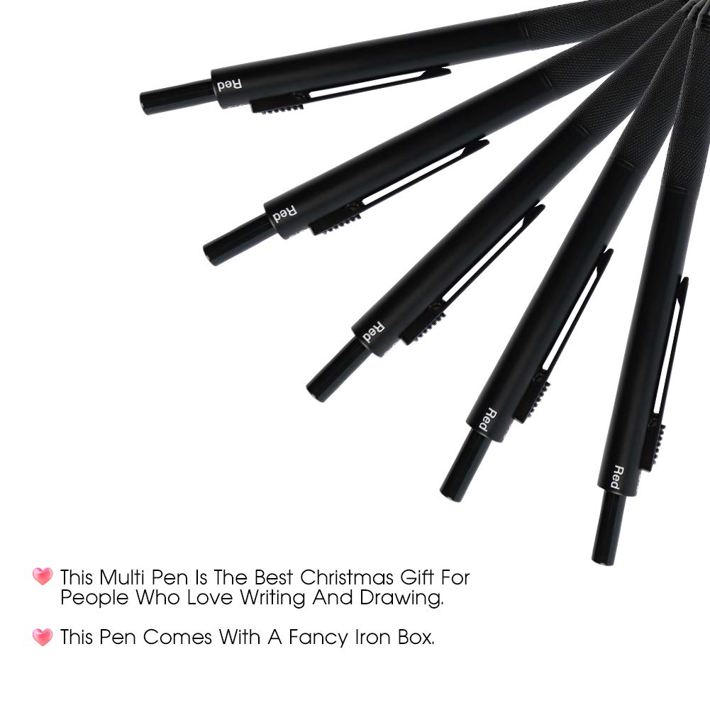 SMTTW Ballpoint Ballpoint Ballpoint Ballpoint Pen Automatic Black Multi-Function Pen, 4-Color Pen, Multi-Color Pen, 1.0mm Refill, 0.5mm Pen,