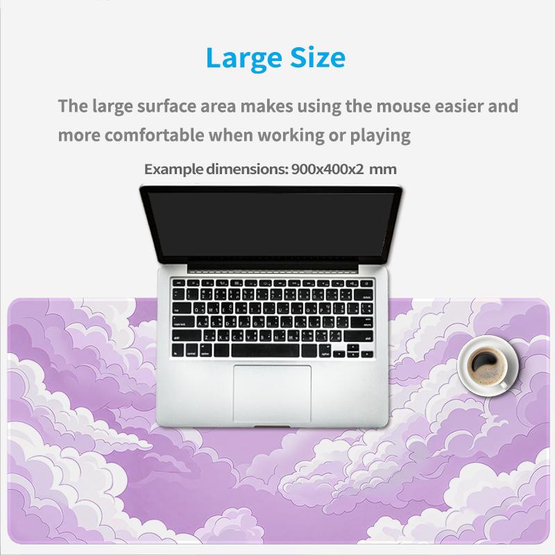 Tapis de Souris Nuages Fantastiques Mauves Gamer XL Personnalisé Grand Tapis de Souris XXL Antidérapant Tapis de Bureau Tapis de Table d'Ordinateur