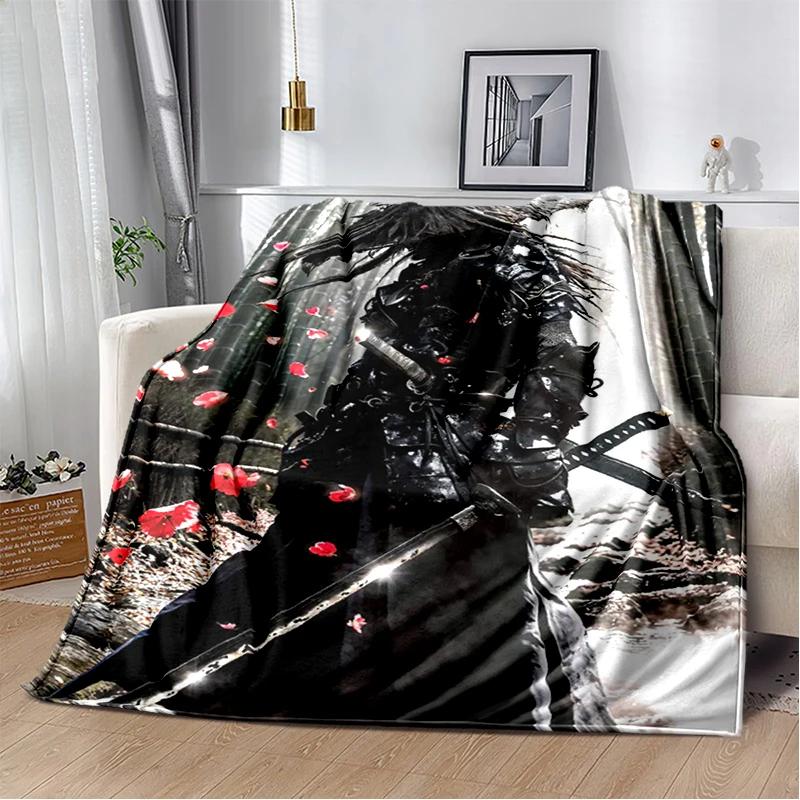 3D Japanischer Samurai Bushido Katana Cartoon Spiel Decke, Weiche Kuscheldecke für Zuhause Schlafzimmer Bett Sofa Reise Picknick Abdeckung Kinder