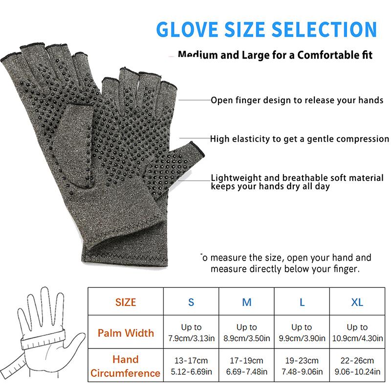 Half Finger Compression Gloves Grey Relieve Arthritis Pain Instantly Anti Slip Pressure Gloves For Men Women