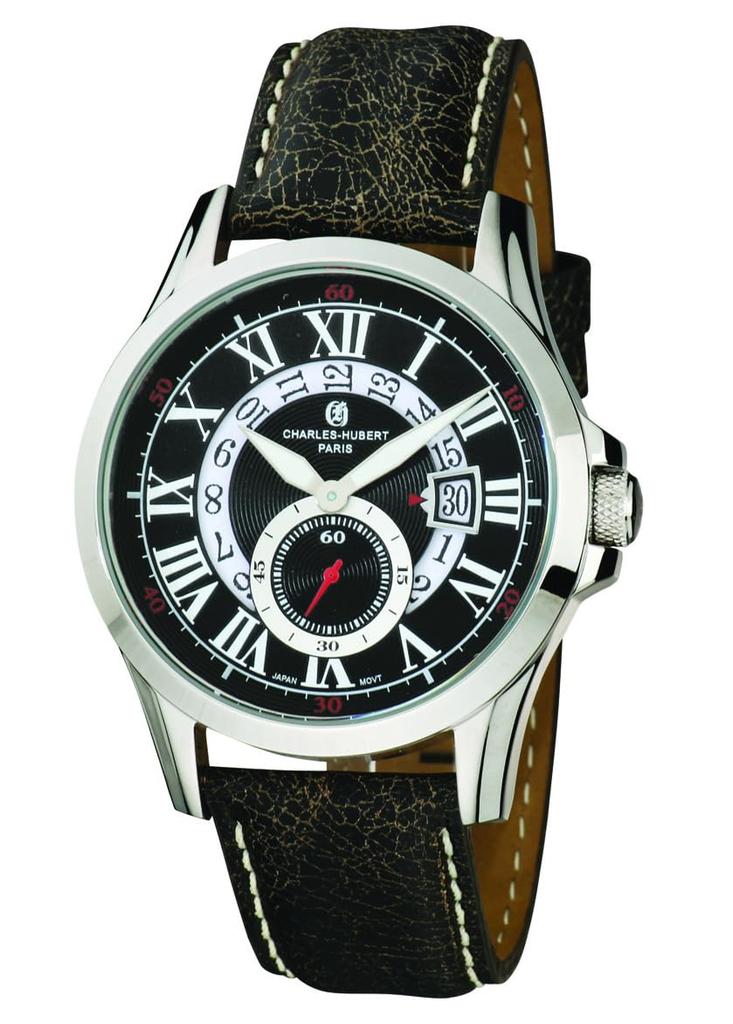 Charles Hubert, Paris Small Second Date Watch 3996-B Men's Black