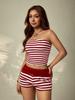 2026 Black & White Stripe Bandeau Shorts Set: Sleek European & American Style