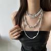 European Multi-layer Heavy Pearl Cross Pendant Necklace, Fashion Women Clavicle Choker Jewelry
