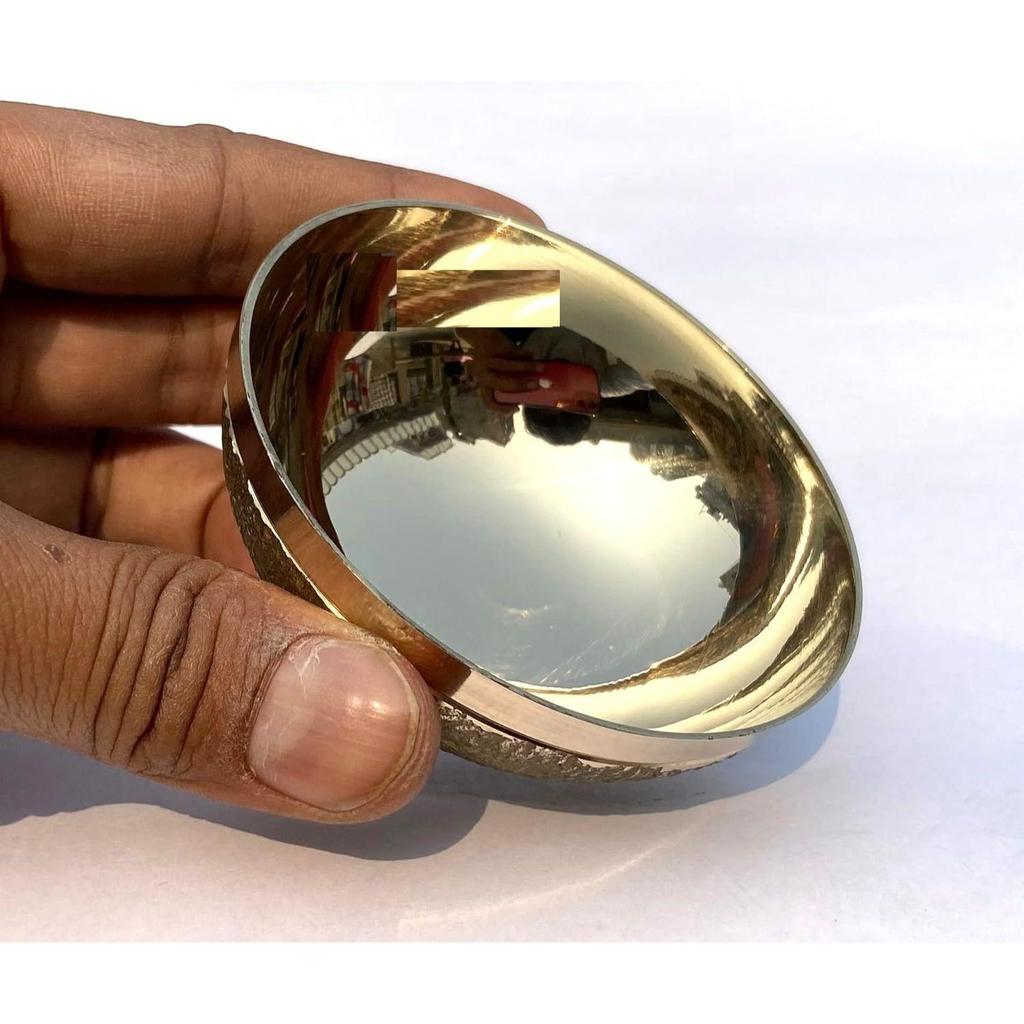 Bronze Kansa Natürliche Vatki Tasse mit Holzgriff Ayurvedische Entgiftung Fußmassagegerät Entspannung & Tiefenreinigung