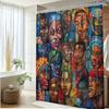 Vibrant Cultural Faces Print Waterproof Shower Curtain for Bathroom, Colorful Artistic Design High-End Toilet Partition Curtain