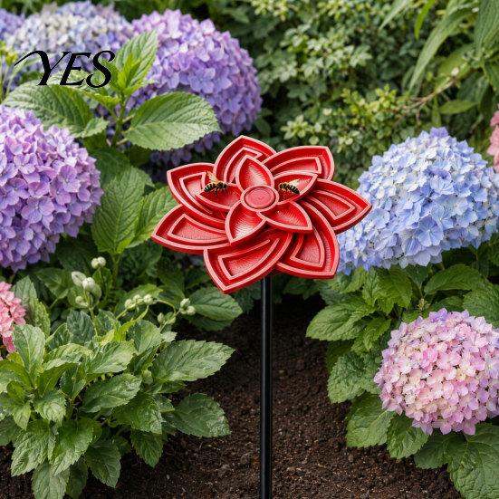 3D Printed Bee Feeder Flower Waterer, Garden Stake, Drinking Fountain Outdoor Decor, Hydration Device Open Anti-Drowning Trough, 2-in-1 Ornament