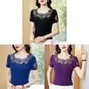 Cotton Short Sleeve T Shirt For Women With Embroidered Lace And Round Neck For Summer Casual Wear