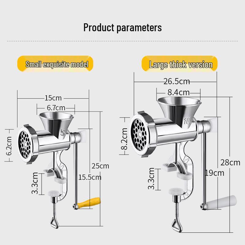 Großer Multifunktions-Fleisch- und Knoblauchwolf mit Wurstfüller und Chili-Hacker