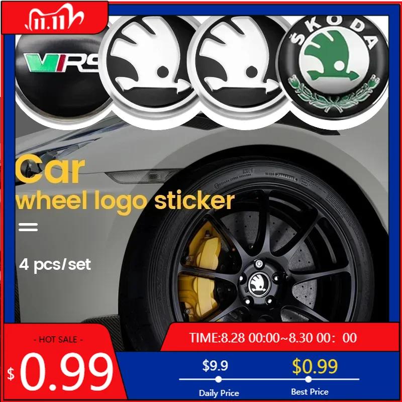 Car Sticker 4pcs 60mm 56mm Car Styling Wheel Center Cap Hub Covers Badge For Skoda Octavia Fabia Kamiq Kapoq Kodiaq Rapid SCALA