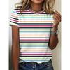 Fashion Women's Striped Printed Top Casual Loose Short Sleeves Comfortable Breathable T-Shirts Women’s
