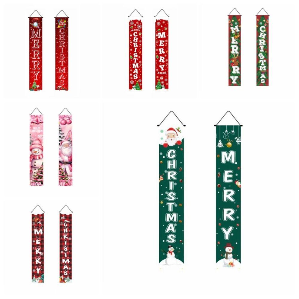 1 pair Rectangular Xmas Hanging Flags Large Size Merry Christmas Banner  Garden