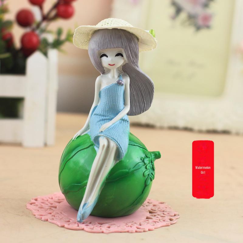 Creative Resin Fruit Girl Cake Toppers, Home Décor, Gift & Car Accessories