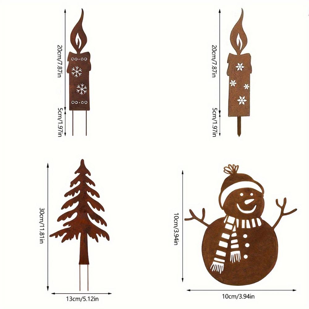 Rustikale Kerzensilhouette: Moderner Weihnachts-Gartenstecker - Eisenstecker für Ihren Garten. Keine Batterien. Bringt Weihnachtsstimmung.