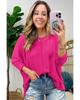 Azura Exchange Rose Red Textured Center Seam Long Sleeve Split Top