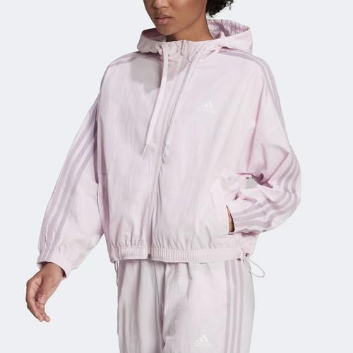 adidas Solid Color Sports Hoodie Jacket for Women, Pink