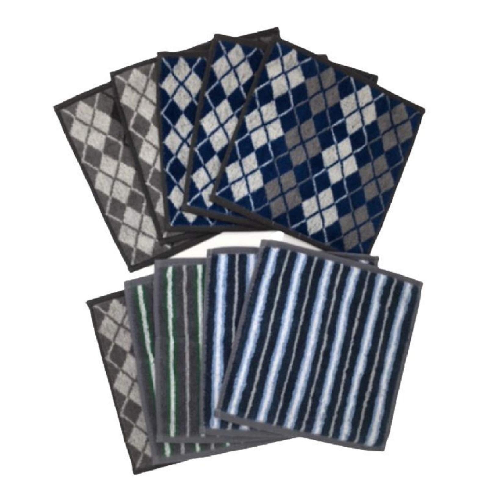 

[pkpohs] Mini Towels/Handkerchiefs, 10-Piece Set, Hand Towels, Colors and Patterns Available, School/Commuting (20x20 Men s Colors)
