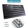 American Flag License Plate For Front Bumper, Black Aluminum Car Tag Frame Cover With 3D Embossed USA Flag Pattern, With Screws, Metal Decals