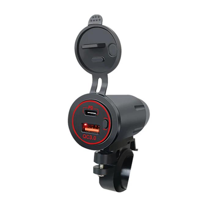 

Мотоциклетное зарядное устройство с двумя USB-портами, быстрая зарядка QC 3.0 PD USB, быстрое зарядное устройство, розетка, адаптер питания с выключателем красный