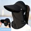 Full Coverage Hats Women Anti Sun Ice Silk Wide Brim Outdoor Face Cover Casual Sunscreen Foldable Adjustable Hiking Hats