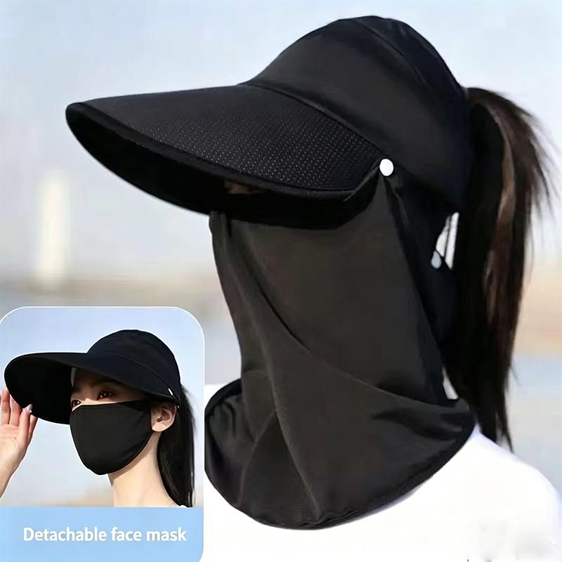 Full Coverage Hats Women Anti Sun Ice Silk Wide Brim Outdoor Face Cover Casual Sunscreen Foldable Adjustable Hiking Hats