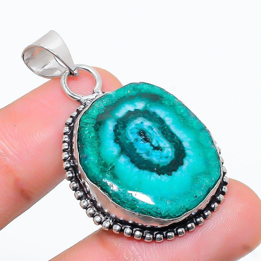 

Подвеска из натурального зеленого солнечного кварца из стерлингового серебра 925 пробы 1,65 дюйма h7f11